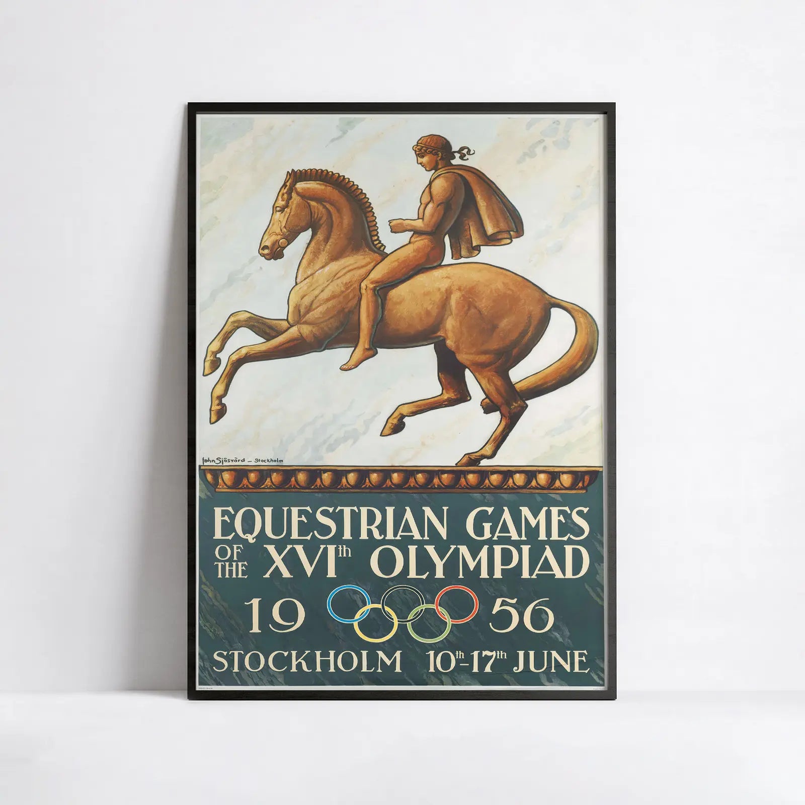 Vintage-Plakat der Olympischen Spiele „Reitspiele XVI. Olympiade Stockholm“ – John Sporvle – High Definition – mattes Papier 230 g/m²