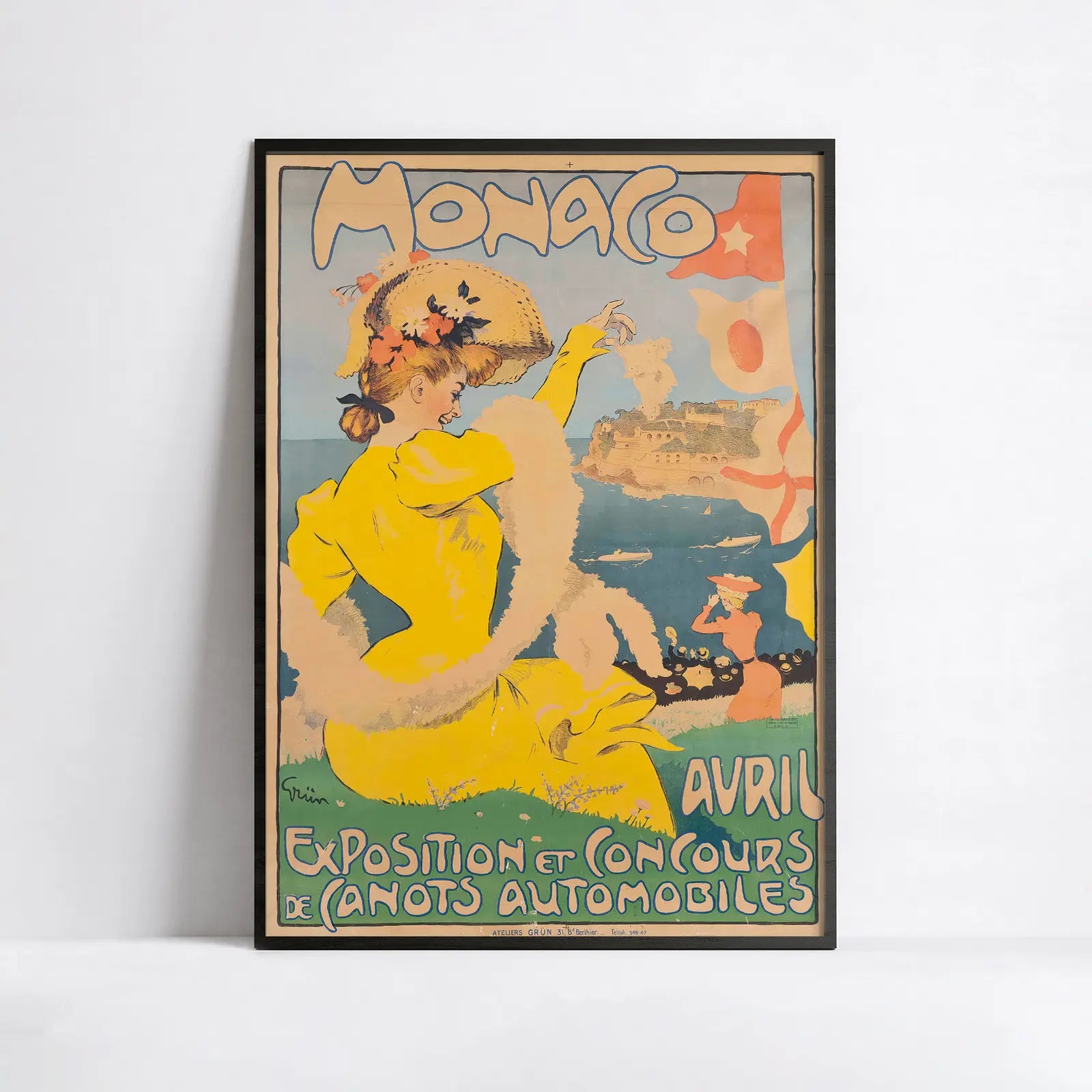 Vintage-Reiseplakat „Monaco an der Côte d'Azur“ – Jules-Alexandre Grün – High Definition – mattes Papier 230 g/m²