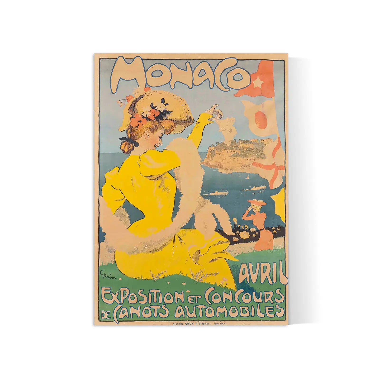 Vintage-Reiseplakat „Monaco an der Côte d'Azur“ – Jules-Alexandre Grün – High Definition – mattes Papier 230 g/m²